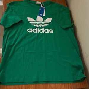 Adidas Classic Green Tee with White Logo NWT